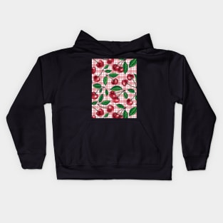 Red cherries on pink gingham Kids Hoodie